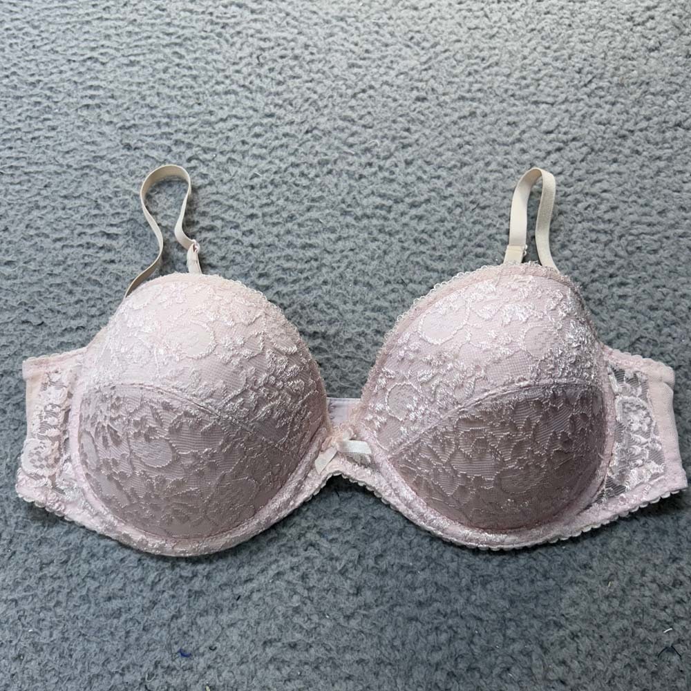 Enchanted Bra 36C Push Up Bra 757 Pink Textured Lace Floral Pretty